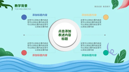 绿色噪点卡通清新植物教师教学培训通用PPT模板