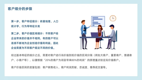 简约蓝色效果客户细分客户关系管理营销策划PPT模板