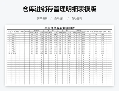 仓库进销存管理明细表模版