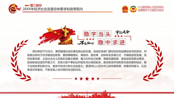 两会政府工作报告通用PPT党课模板