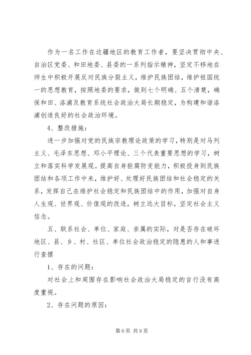 反分裂再教育对照检查材料.docx