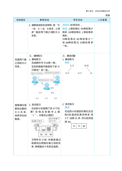 第三单元100以内数的认识（大单元教学设计）-2024-2025学年一年级下册数学人教版（2024）