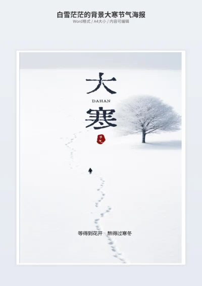 白雪茫茫的背景大寒节气海报
