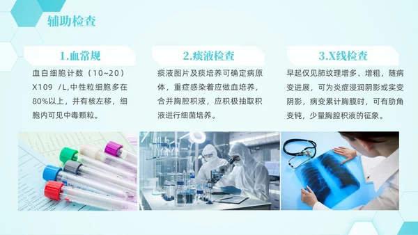 蓝色六边形简约商务肺部感染护理查房PPT医学PPT模板