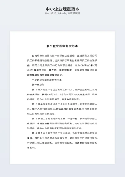 中小企业规章范本