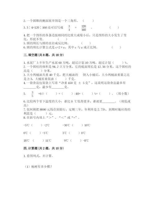 三门县六年级下册数学期末测试卷及1套参考答案.docx