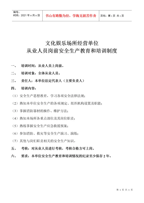 文化娱乐场所经营单位安全生产责任制度.docx