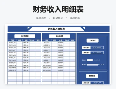 财务收入明细表