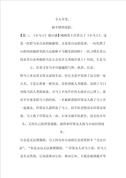 小马王电影观后感作文