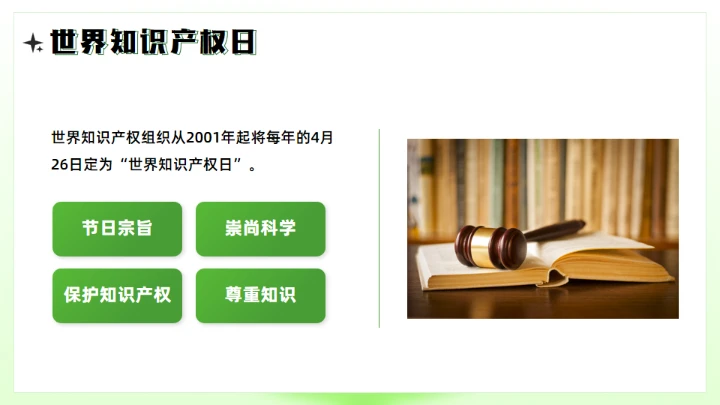 世界知识产权日，保护知识产权知识通用PPT模板