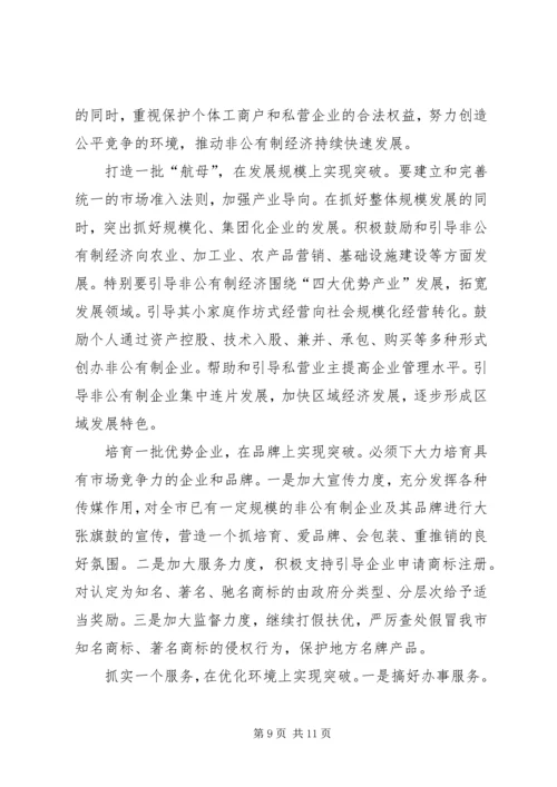 在去年全市发展非公有制经济工作暨表彰大会上的讲话 (2).docx