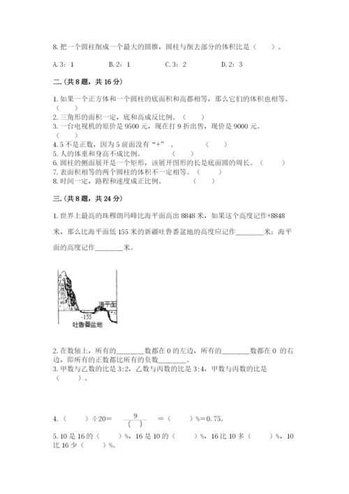 苏教版数学小升初模拟试卷附完整答案【考点梳理】.docx