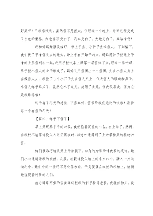 终于下雪了作文七篇