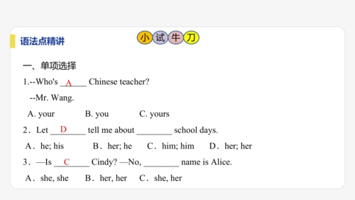 【学霸提优】Unit 1  You and Me 单元复习课件 人教版（2024）英语七上单元归类复