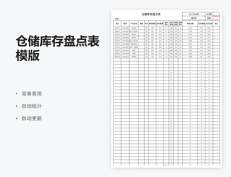 仓储库存盘点表模版