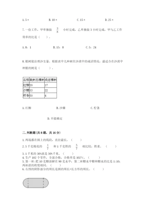 2022人教版六年级上册数学期末考试卷下载.docx