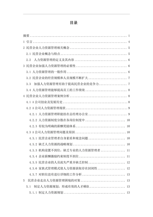 民营企业人力资源管理问题及对策(1)