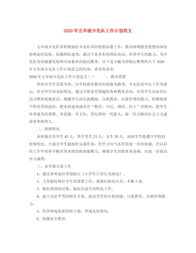精编之年五年级少先队工作计划范文.docx