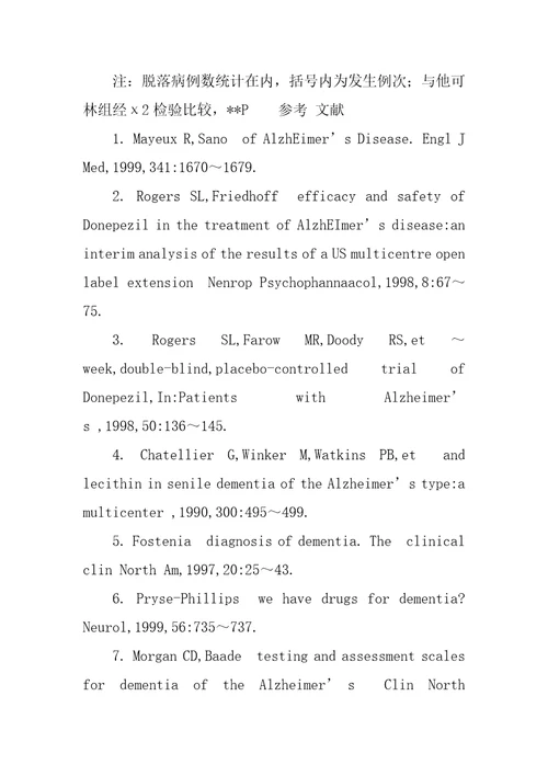 多奈哌齐治疗阿尔茨海默病的临床疗效研究