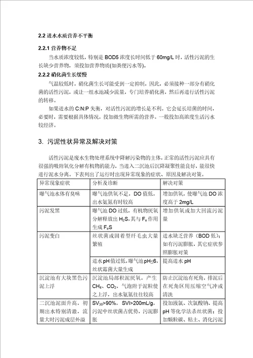 污水厂水量水质波动及异常问题工艺控制措施