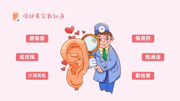 卡通简约全国爱耳日幼儿园爱耳日主题PPT模板