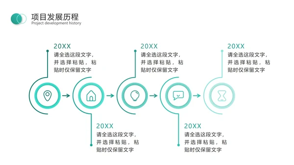 绿色几何项目发展历程PPT模板
