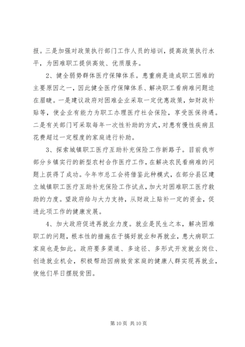 市总工会关于城市弱势群体看病难问题的调研汇报.docx