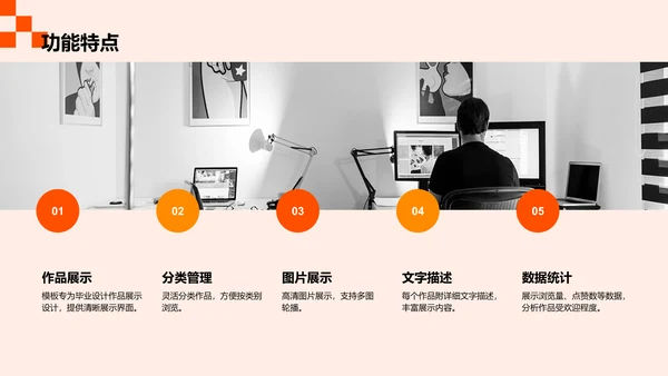 橙色时尚/奢华毕业设计作品展示模板PPT模板