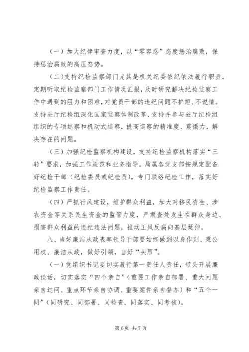 水库移民开发管理局党组XX年党风廉政建设工作要点.docx