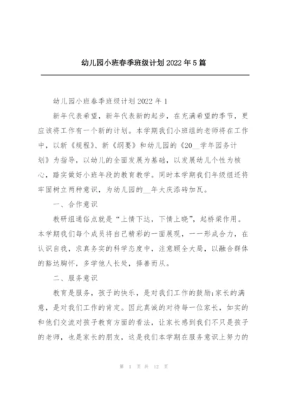 幼儿园小班春季班级计划2022年5篇.docx