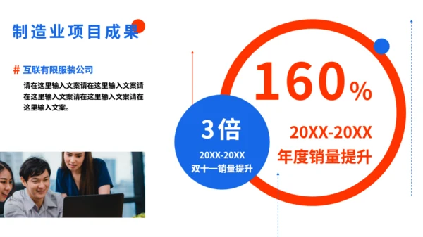 红蓝白简约插画互联网产品介绍PPT模板
