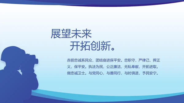 蓝色大气公安民警思想总结汇报动态PPT模板