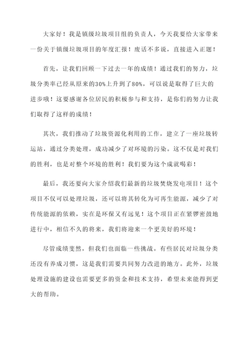 镇级垃圾项目进展情况汇报
