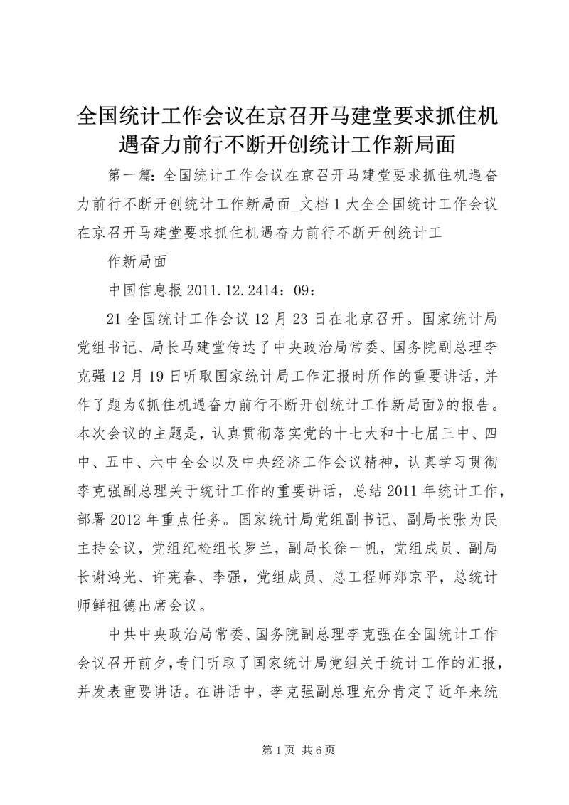 全国统计工作会议在京召开马建堂要求抓住机遇奋力前行不断开创统计工作新局面.docx