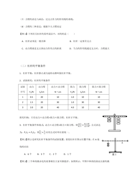 2023年八年级物理简单机械知识点及练习.docx