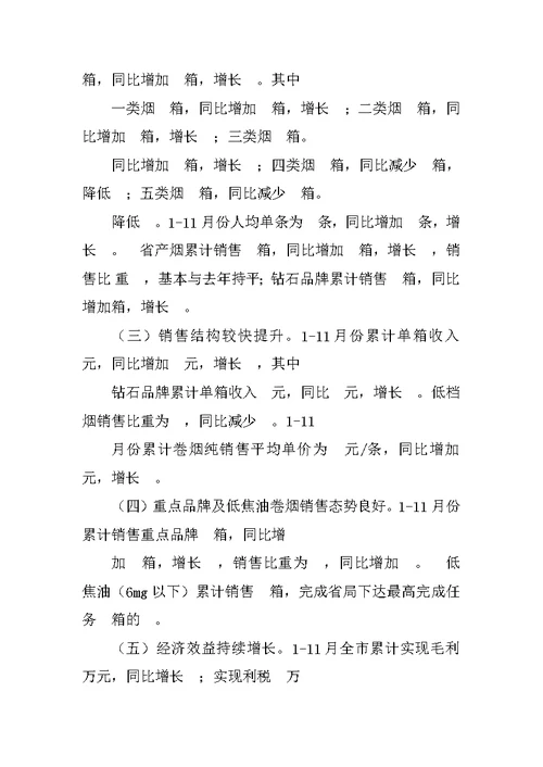 烟草卷烟销售工作汇报