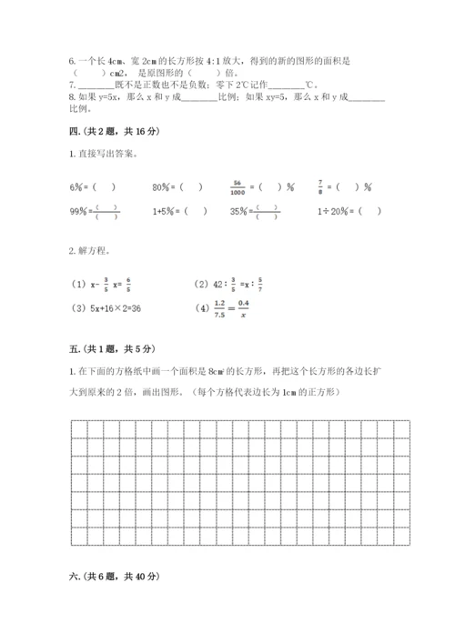 人教版数学六年级下册试题期末模拟检测卷及参考答案（完整版）.docx
