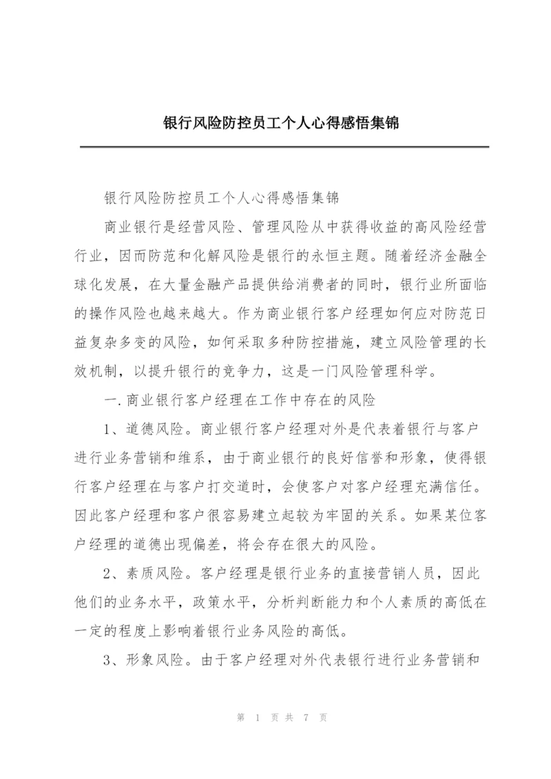 银行风险防控员工个人心得感悟集锦.docx