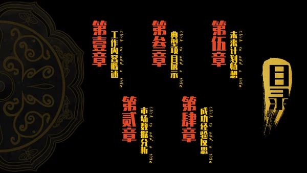 启航新国潮炫黑金年终总结通用PPT模板