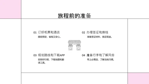 粉色简约欧洲旅游攻略PPT模板