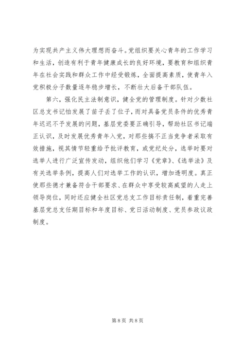 新型社区党总支书记问题思考.docx