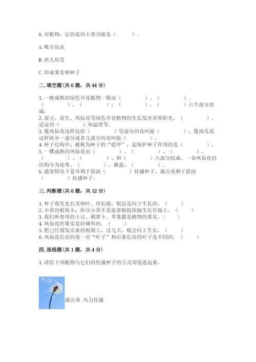 教科版科学四年级下册第一单元《植物的生长变化》测试卷含答案（精练）.docx