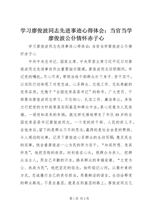 学习廖俊波同志先进事迹心得体会：当官当学廖俊波公仆情怀赤子心.docx