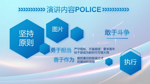 蓝色大气民警工作总结汇报PPT动态模板
