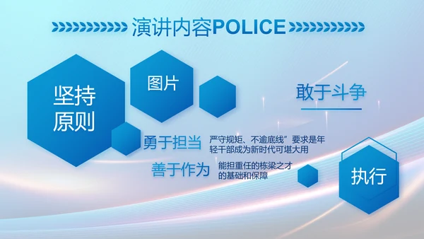 蓝色大气民警工作总结汇报PPT动态模板