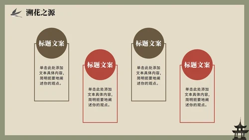 绿色中国风手绘古风传统文化簪花科普介绍PPT模板
