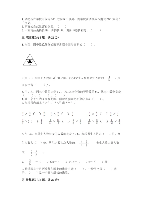 小学数学六年级上册期末测试卷附完整答案【网校专用】.docx