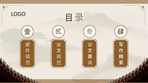 黄色中国风职场邮件与公文写作规范PPT