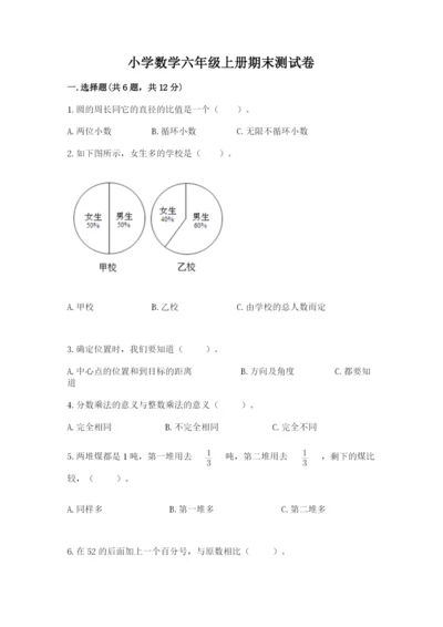 小学数学六年级上册期末测试卷及完整答案（有一套）.docx