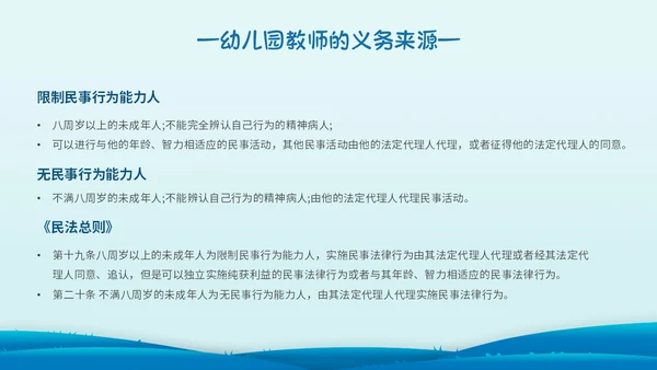 蓝色简约剪纸幼儿园教师法培训主题PPT模板法律